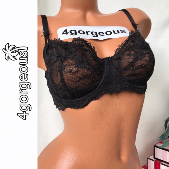 Victoria’s Secret 34 36 38 PUSH UP NO PADDING UNLINED BRA SOLID LACE BLACK - Picture 1 of 2